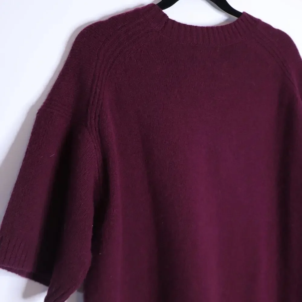 J. CREW Oversized Vintage Sweater Tee Darkstar Burgundy Wool Women's S